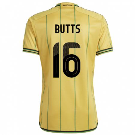 Kandiny Dames Jamaica Njeri Butts #16 Geel Thuisshirt Thuistenue 24-26 T-Shirt België