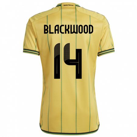 Kandiny Dames Jamaica Deneisha Blackwood #14 Geel Thuisshirt Thuistenue 24-26 T-Shirt België