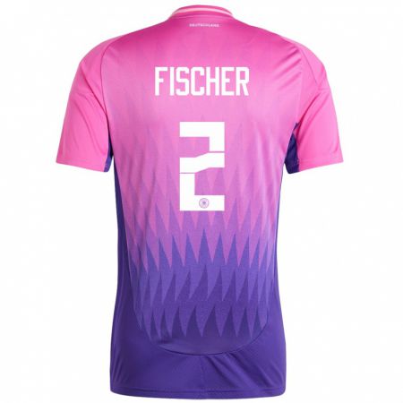 Kandiny Donna Maglia Germania Kilian Fischer #2 Rosa Viola Kit Gara Away 24-26 Maglietta