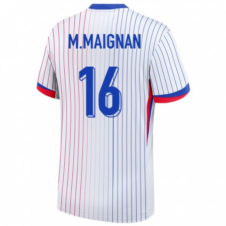 Kandiny Donna Maglia Francia Mike Maignan #16 Bianco Kit Gara Away 24-26 Maglietta