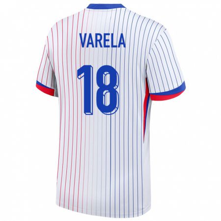 Kandiny Donna Maglia Francia Jordan Varela #18 Bianco Kit Gara Away 24-26 Maglietta