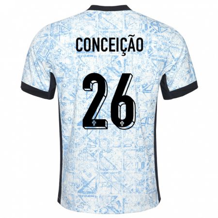 Kandiny Dames Portugal Francisco Conceicao #26 Crème Blauw Uitshirt Uittenue 24-26 T-Shirt