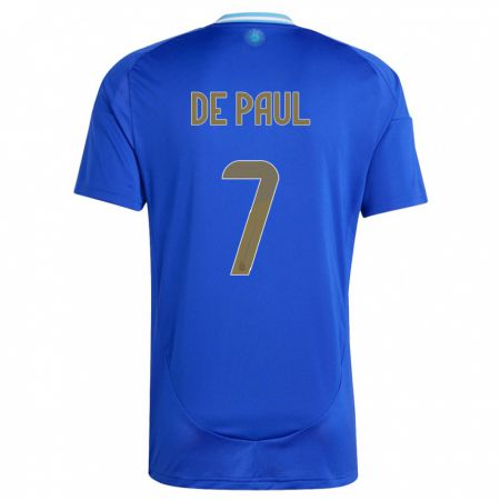 Kandiny Dames Argentinië Rodrigo De Paul #7 Blauw Uitshirt Uittenue 24-26 T-Shirt België