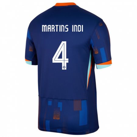 Kandiny Donna Maglia Paesi Bassi Bruno Martins Indi #4 Blu Kit Gara Away 24-26 Maglietta