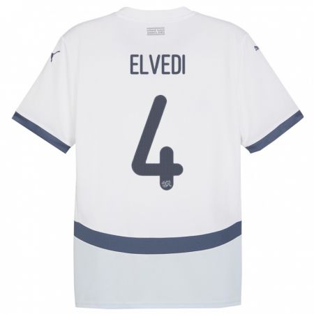 Kandiny Donna Maglia Svizzera Nico Elvedi #4 Bianco Kit Gara Away 24-26 Maglietta