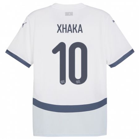 Kandiny Dames Zwitserland Granit Xhaka #10 Wit Uitshirt Uittenue 24-26 T-Shirt