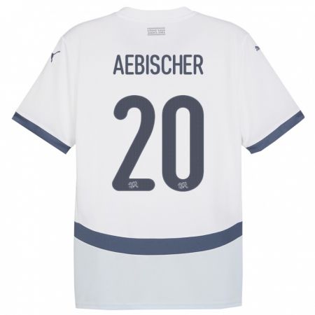 Kandiny Donna Maglia Svizzera Michel Aebischer #20 Bianco Kit Gara Away 24-26 Maglietta