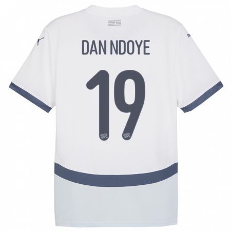 Kandiny Donna Maglia Svizzera Dan Ndoye #19 Bianco Kit Gara Away 24-26 Maglietta