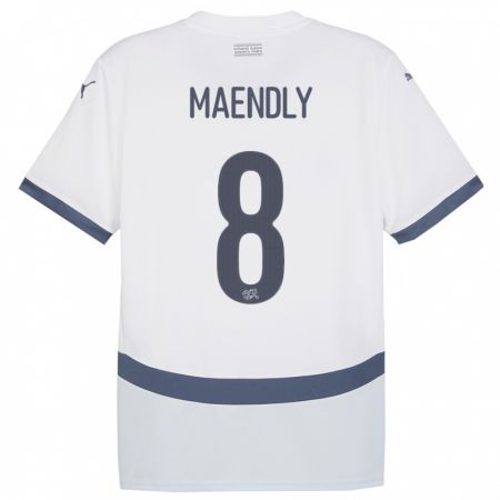 Kandiny Donna Maglia Svizzera Sandy Maendly #8 Bianco Kit Gara Away 24-26 Maglietta