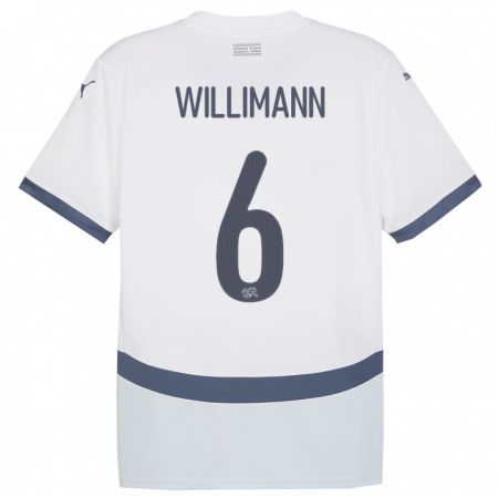 Kandiny Donna Maglia Svizzera Mauricio Willimann #6 Bianco Kit Gara Away 24-26 Maglietta