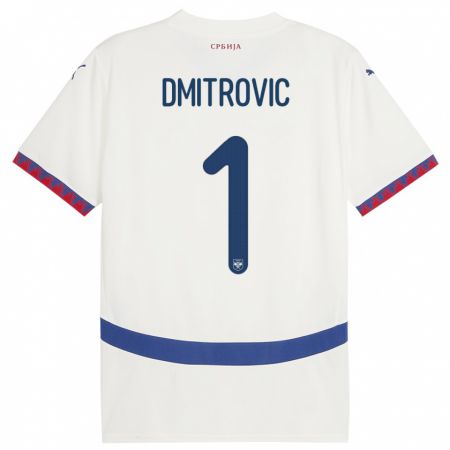 Kandiny Donna Maglia Serbia Marko Dmitrovic #1 Bianco Kit Gara Away 24-26 Maglietta