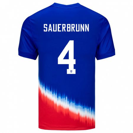 Kandiny Donna Maglia Stati Uniti Becky Sauerbrunn #4 Blu Kit Gara Away 24-26 Maglietta