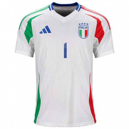 Kandiny Donna Maglia Italia Gianluigi Donnarumma #1 Bianco Kit Gara Away 24-26 Maglietta