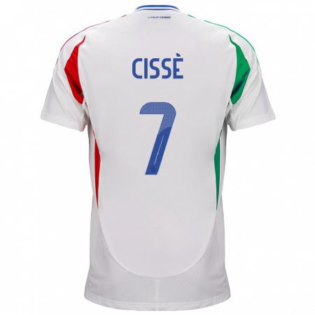 Kandiny Mujer Camiseta Italia Alphadjo Cissè #7 Blanco 2ª Equipación 24-26 La Camisa