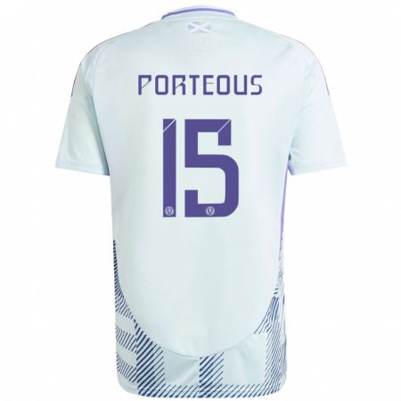 Kandiny Donna Maglia Scotland Ryan Porteous #15 Blu Menta Chiaro Kit Gara Away 24-26 Maglietta