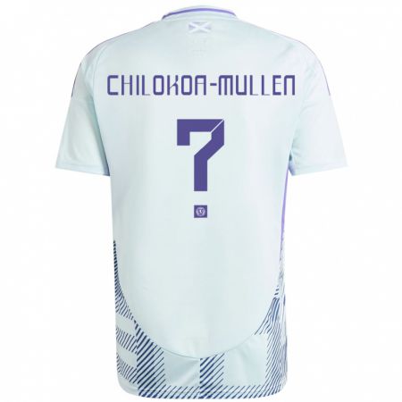 Kandiny Donna Maglia Scotland Jeremiah Chilokoa-Mullen #0 Blu Menta Chiaro Kit Gara Away 24-26 Maglietta