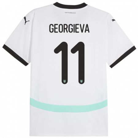 Kandiny Donna Maglia Austria Marina Georgieva #11 Bianco Kit Gara Away 24-26 Maglietta