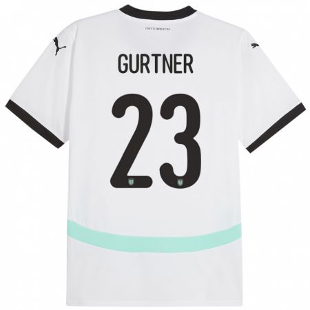 Kandiny Donna Maglia Austria Andrea Gurtner #23 Bianco Kit Gara Away 24-26 Maglietta