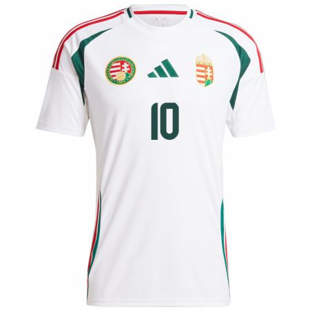 Kandiny Mujer Camiseta Hungría Hunor Németh #10 Blanco 2ª Equipación 24-26 La Camisa México