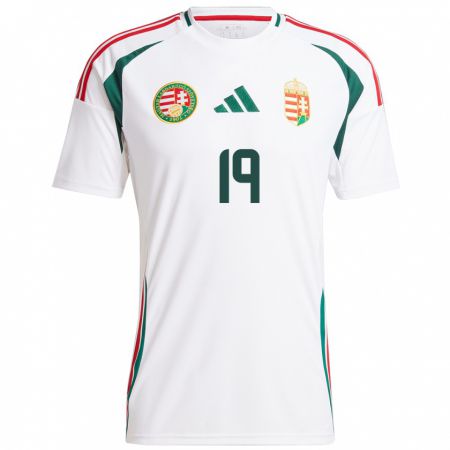 Kandiny Mujer Camiseta Hungría Dóra Zeller #19 Blanco 2ª Equipación 24-26 La Camisa México