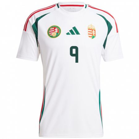 Kandiny Mujer Camiseta Hungría Martin Ádám #9 Blanco 2ª Equipación 24-26 La Camisa México