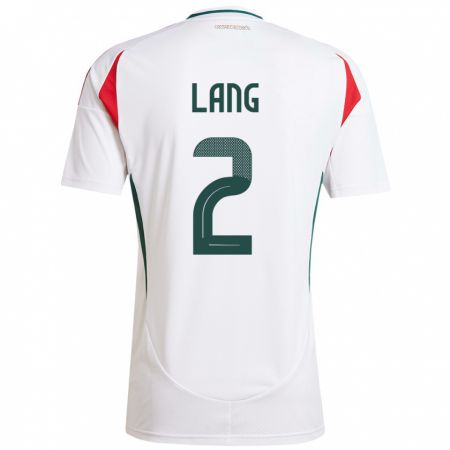 Kandiny Mujer Camiseta Hungría Ádám Lang #2 Blanco 2ª Equipación 24-26 La Camisa México