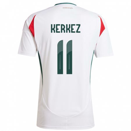 Kandiny Mujer Camiseta Hungría Milos Kerkez #11 Blanco 2ª Equipación 24-26 La Camisa México