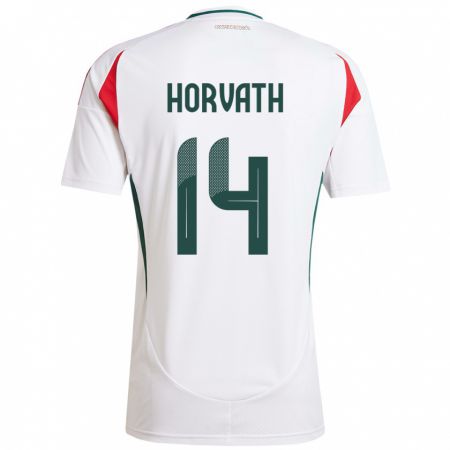 Kandiny Mujer Camiseta Hungría Artúr Horváth #14 Blanco 2ª Equipación 24-26 La Camisa México