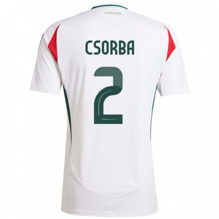 Kandiny Mujer Camiseta Hungría Dominik Csorba #2 Blanco 2ª Equipación 24-26 La Camisa México