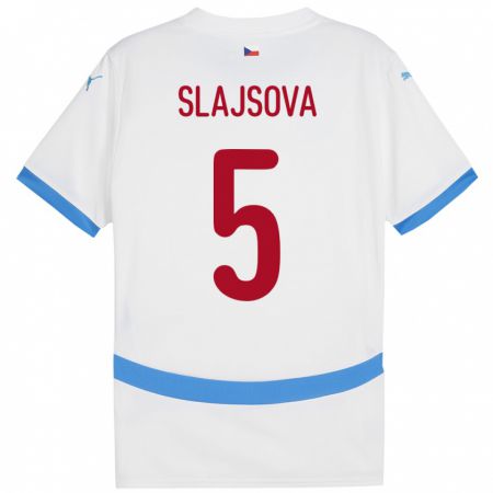 Kandiny Donna Maglia Cechia Gabriela Šlajsová #5 Bianco Kit Gara Away 24-26 Maglietta