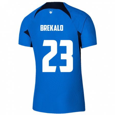 Kandiny Donna Maglia Slovenia David Brekalo #23 Blu Kit Gara Away 24-26 Maglietta