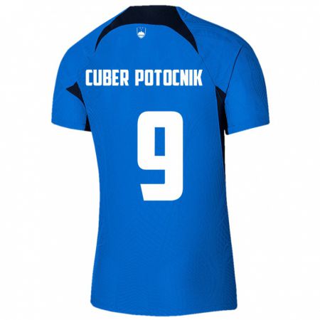 Kandiny Damen Slowenien Jaka Cuber Potocnik #9 Blau Auswärtstrikot Trikot 24-26 T-Shirt Österreich