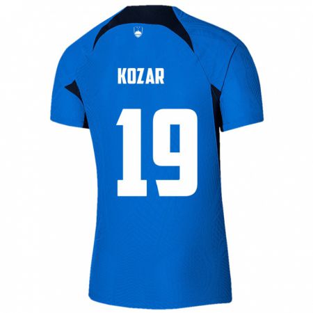 Kandiny Donna Maglia Slovenia Kristjan Kozar #19 Blu Kit Gara Away 24-26 Maglietta