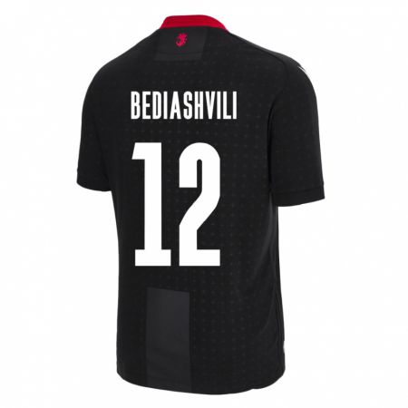 Kandiny Donna Maglia Georgia Giorgi Bediashvili #12 Nero Kit Gara Away 24-26 Maglietta