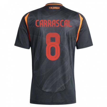 Kandiny Donna Maglia Colombia Jorge Carrascal #8 Nero Kit Gara Away 24-26 Maglietta