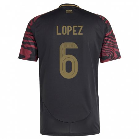 Kandiny Donna Maglia Perù Marcos López #6 Nero Kit Gara Away 24-26 Maglietta