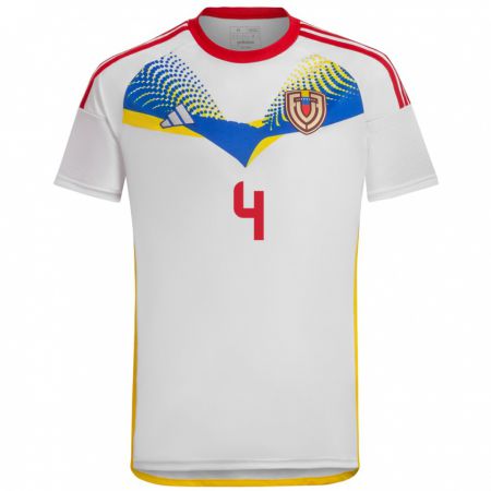 Kandiny Donna Maglia Venezuela Santiago Gómez #4 Bianco Kit Gara Away 24-26 Maglietta