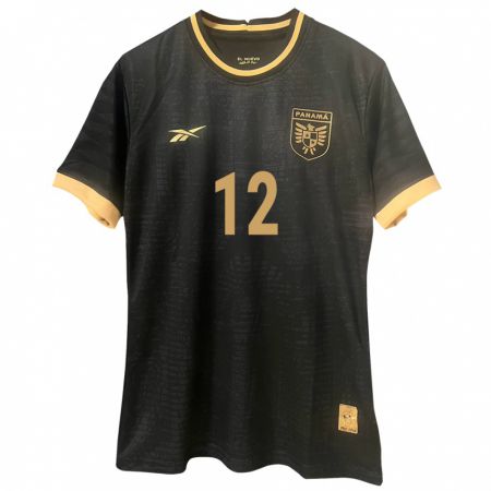 Kandiny Donna Maglia Panamá César Samudio #12 Nero Kit Gara Away 24-26 Maglietta