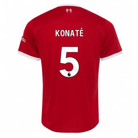 Kandiny Kinderen Ibrahima Konaté #5 Rood Thuisshirt Thuistenue 2023/24 T-Shirt België