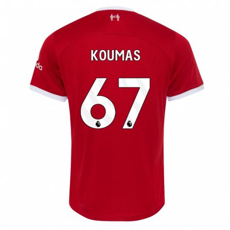 Kandiny Kinderen Lewis Koumas #67 Rood Thuisshirt Thuistenue 2023/24 T-Shirt België