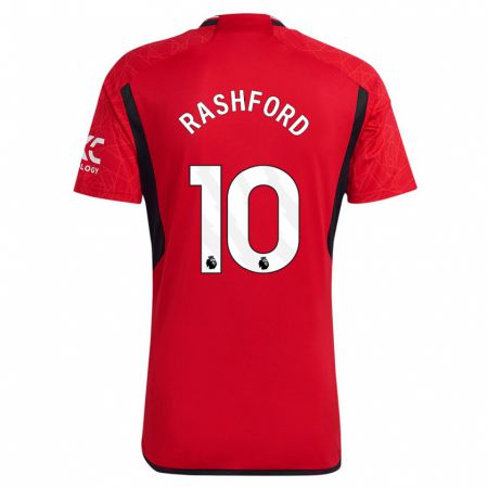 Kandiny Niño Camiseta Marcus Rashford #10 Rojo 1ª Equipación 2023/24 La Camisa