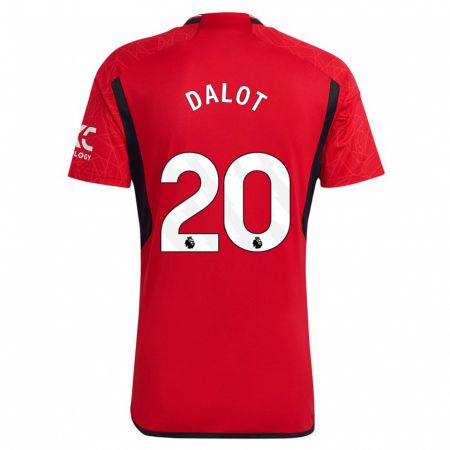 Kandiny Niño Camiseta Diogo Dalot #20 Rojo 1ª Equipación 2023/24 La Camisa