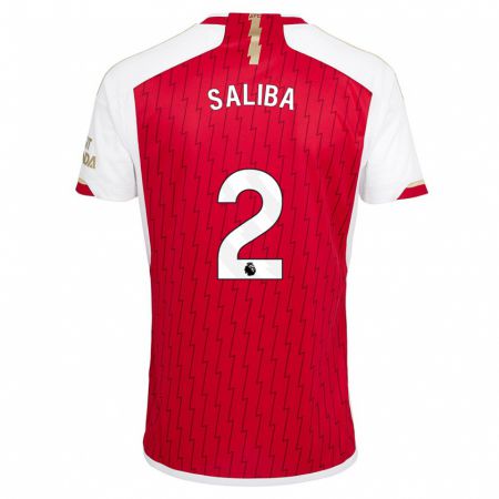 Kandiny Bambino Maglia William Saliba #2 Rosso Kit Gara Home 2023/24 Maglietta