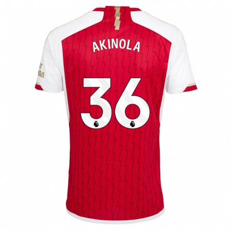 Kandiny Kinderen Tim Akinola #36 Rood Thuisshirt Thuistenue 2023/24 T-Shirt België