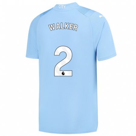 Kandiny Bambino Maglia Kyle Walker #2 Azzurro Kit Gara Home 2023/24 Maglietta