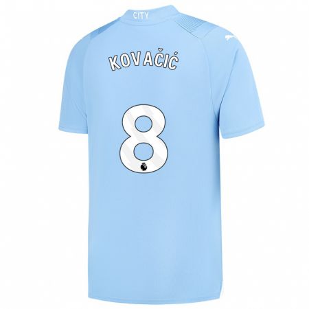 Kandiny Kinderen Mateo Kovacic #8 Lichtblauw Thuisshirt Thuistenue 2023/24 T-Shirt België