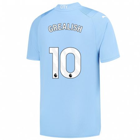 Kandiny Niño Camiseta Jack Grealish #10 Azul Claro 1ª Equipación 2023/24 La Camisa