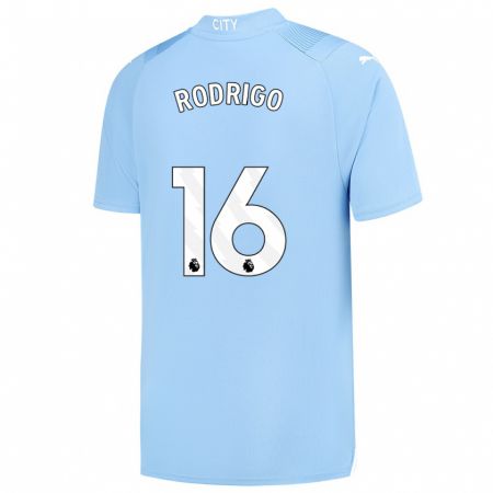 Kandiny Bambino Maglia Rodri #16 Azzurro Kit Gara Home 2023/24 Maglietta