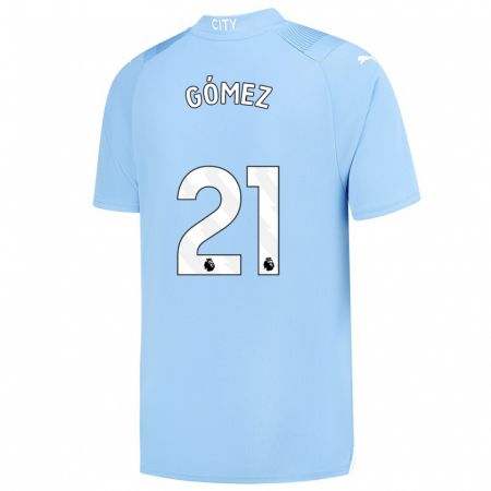 Kandiny Niño Camiseta Sergio Gómez #21 Azul Claro 1ª Equipación 2023/24 La Camisa