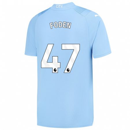 Kandiny Bambino Maglia Phil Foden #47 Azzurro Kit Gara Home 2023/24 Maglietta